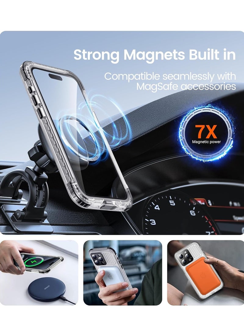 Generic - Magnetic Waterproof Case for iPhone 15 Pro Max, Built-in Screen Protector [IP68 Underwater], 12FT Military Drop Proof, MagSafe Compatible, Full Body Shockproof, 6.7'' - Black - Image 1