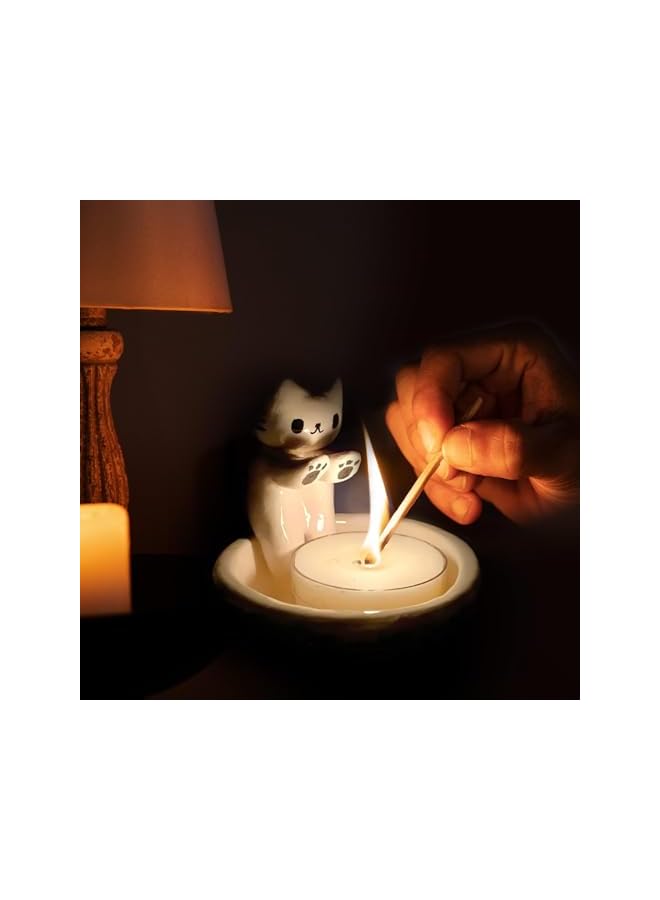The Bros Candle Holder,Warming Paws Cat Tea Light Holder Warming Hands Funny Animal Tea Light Holder Cute Cat Tea Light Holder - Image 4