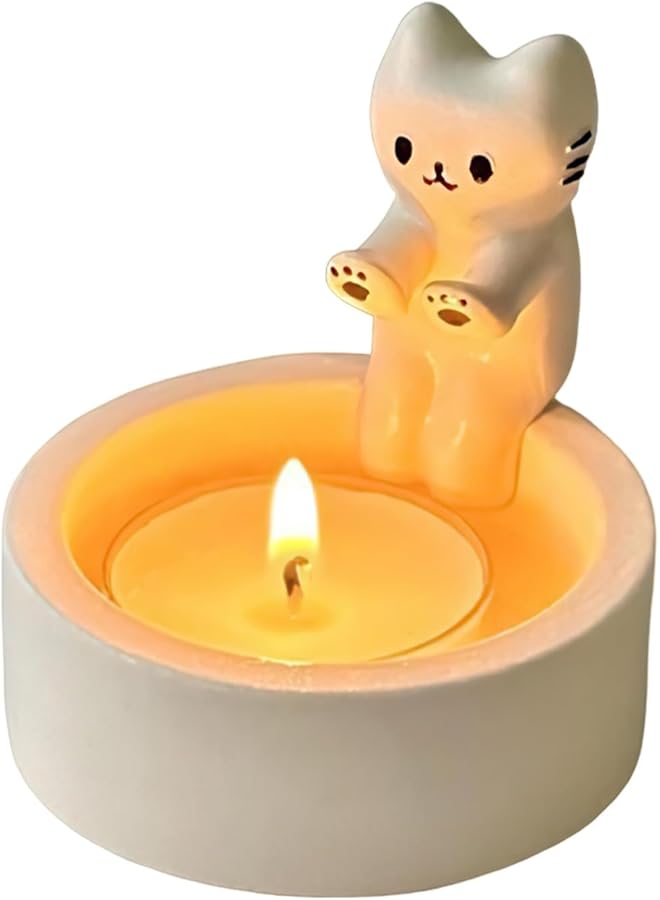 The Bros Candle Holder,Warming Paws Cat Tea Light Holder Warming Hands Funny Animal Tea Light Holder Cute Cat Tea Light Holder - Image 1