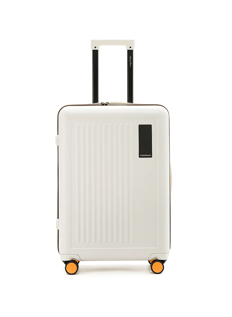 Mokobara The Transit Check-In Luggage - Polycarbonate Material | Still Loading Brownray 2.0, White