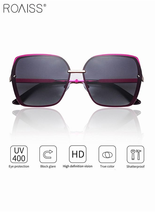 roaiss - Women's Oversized Square Polarized Sunglasses UV400 Protection Sun Glasses with Purple Metal Frame Fashion Anti-glare Sun Shades for Women with Glasses Case 63mm - Image 1