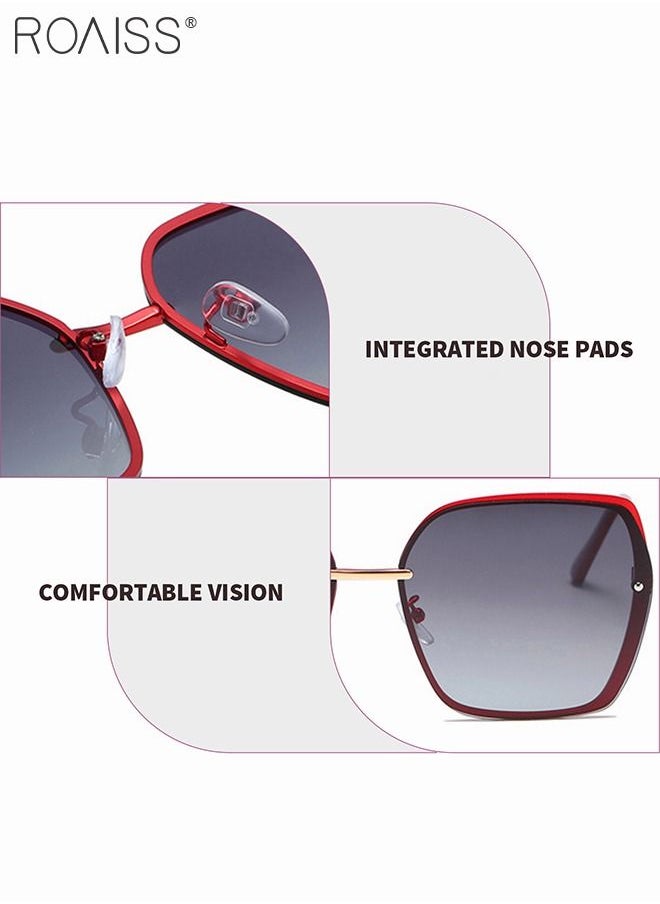 roaiss - Women's Oversized Square Polarized Sunglasses UV400 Protection Sun Glasses with Purple Metal Frame Fashion Anti-glare Sun Shades for Women with Glasses Case 63mm - Image 1
