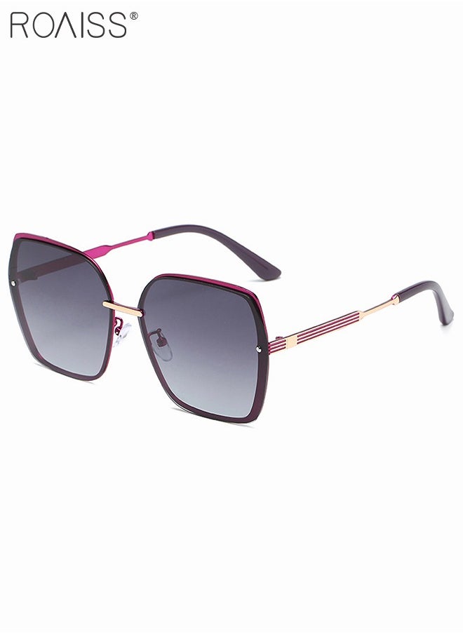 roaiss - Women's Oversized Square Polarized Sunglasses UV400 Protection Sun Glasses with Purple Metal Frame Fashion Anti-glare Sun Shades for Women with Glasses Case 63mm - Image 1