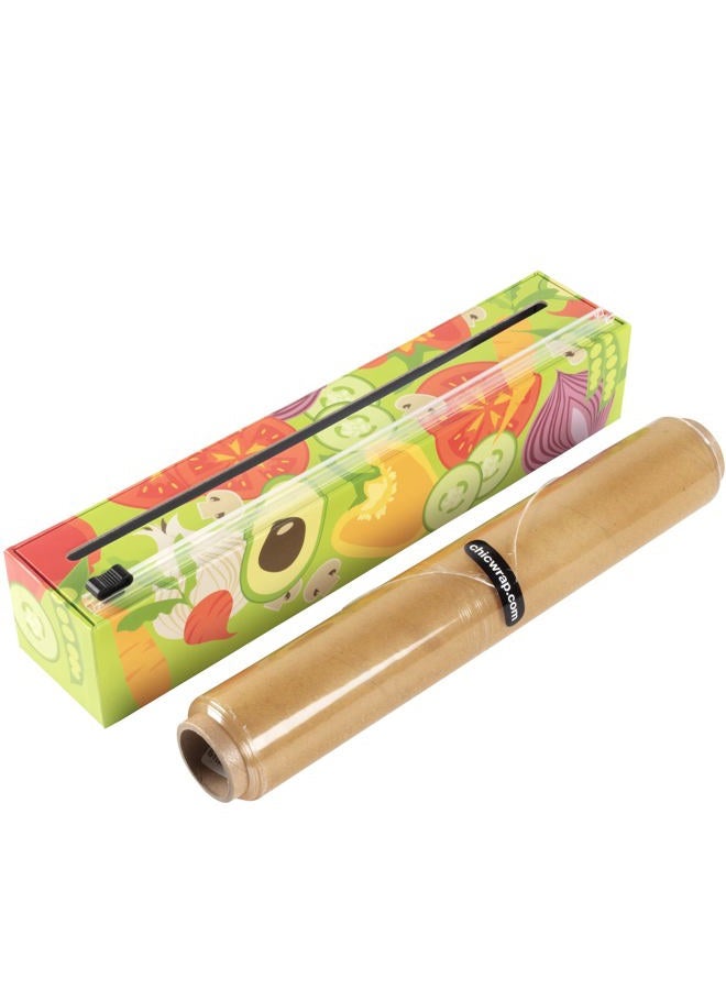 Chicwrap Veggies Refillable Plastic Wrap Dispenser/Slide Cutter and 250' of Professional BPA Free Plastic Wrap - Image 4
