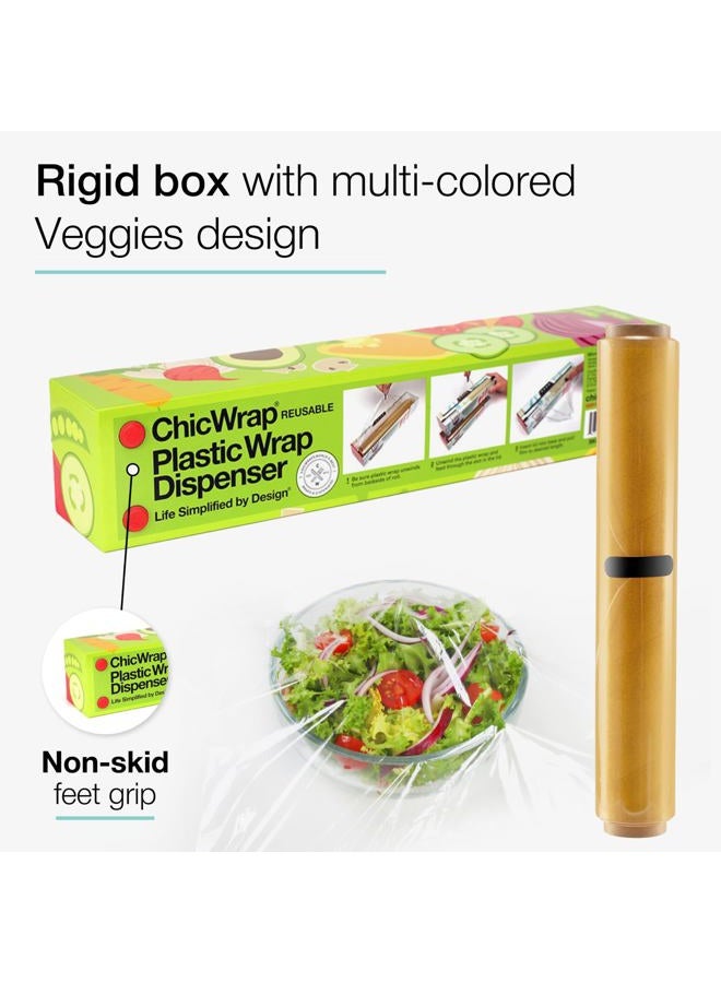 Chicwrap Veggies Refillable Plastic Wrap Dispenser/Slide Cutter and 250' of Professional BPA Free Plastic Wrap - Image 3