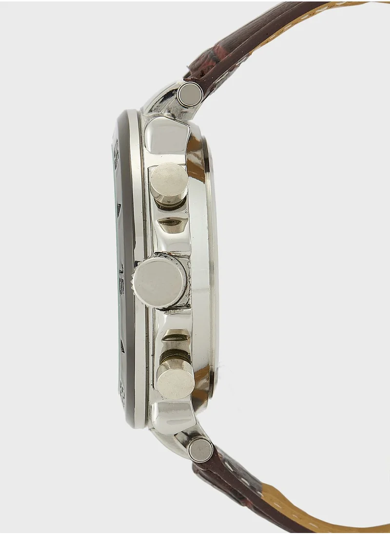 Robert Wood Sporty Dress Watch With Croc Strap