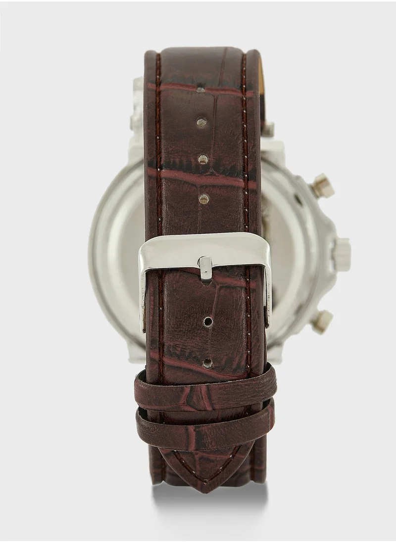 Robert Wood Sporty Dress Watch With Croc Strap