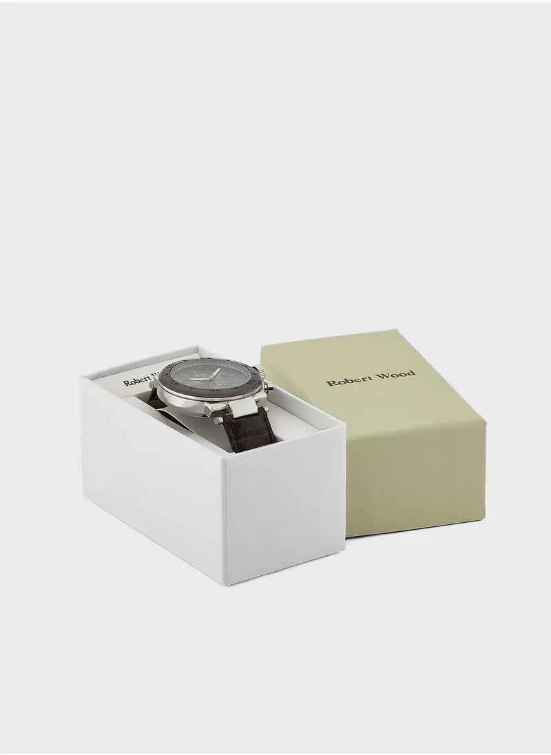 Robert Wood Sporty Dress Watch With Croc Strap