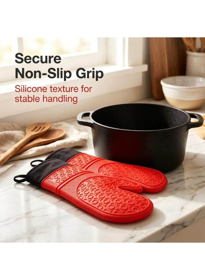 Non Slip Silicone Kitchen Gloves for Hot Pots Baking Trays and Cookware 1 Pair - Image 5