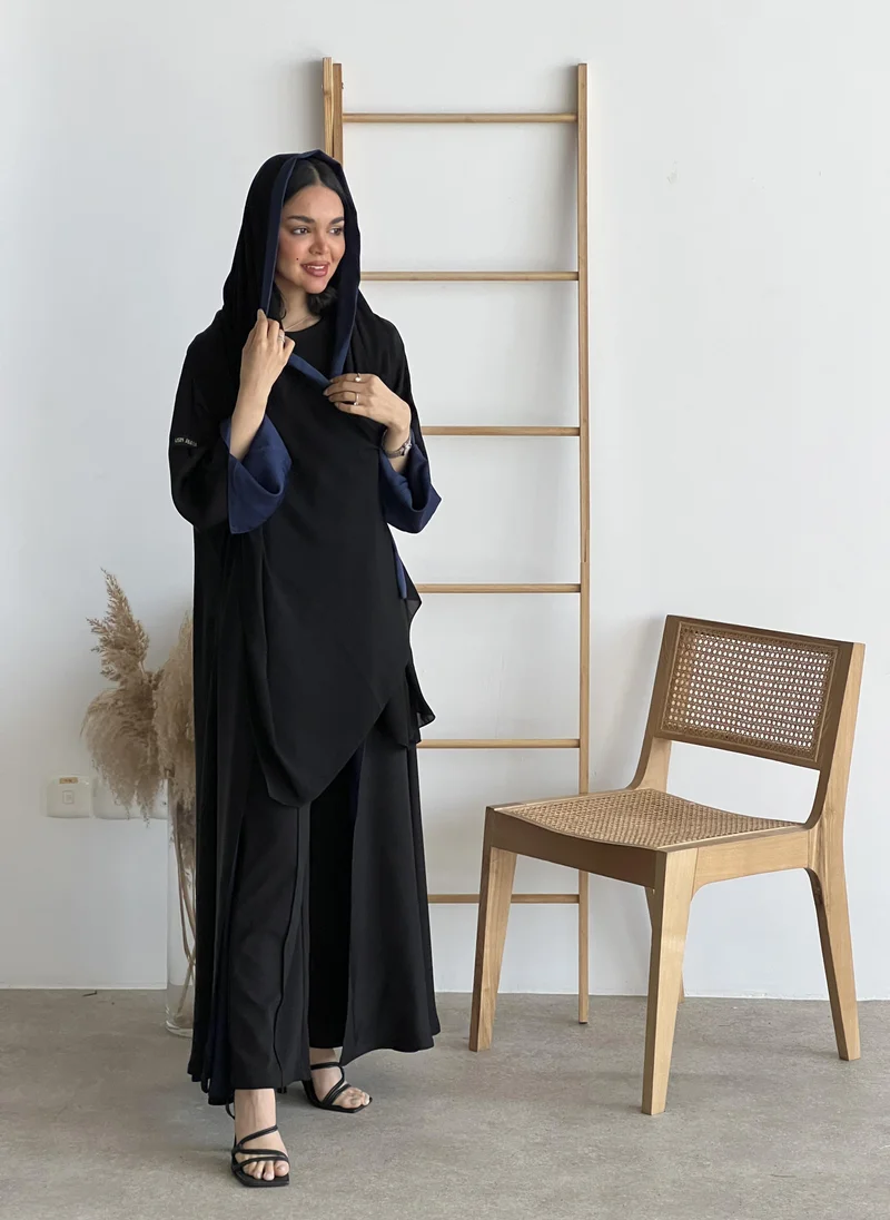 Lusin Abaya Navy & Black Double-Face Cloché Abaya