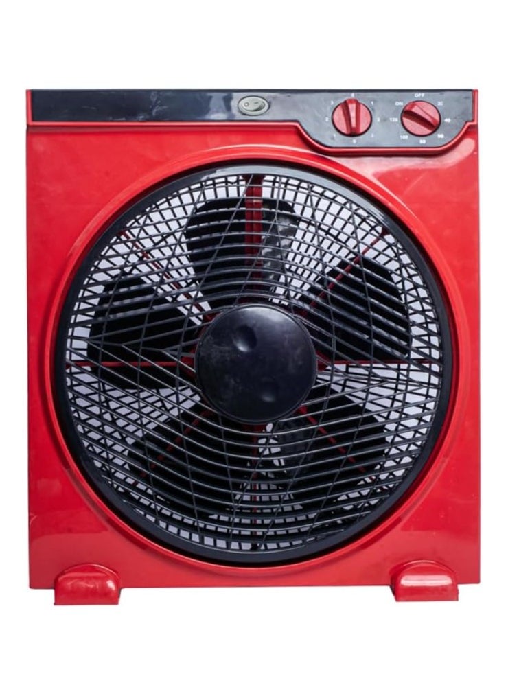 FIRST 1 First One 5-Blade Box Fan - 12 Inch - T130125Z-001, Black/Red, 60.0 Watts  - Image 1