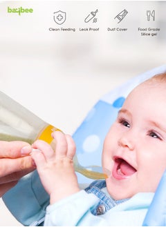 BAYBEE Baybee Silicone Food Feeder, Anti-Colic & BPA Free Squeeze Feeder Bottle With Spoon For Semi-Solid Food For Infants | Baby Squeeze Food Feeder for Baby 3 Plus Months  - Image 3