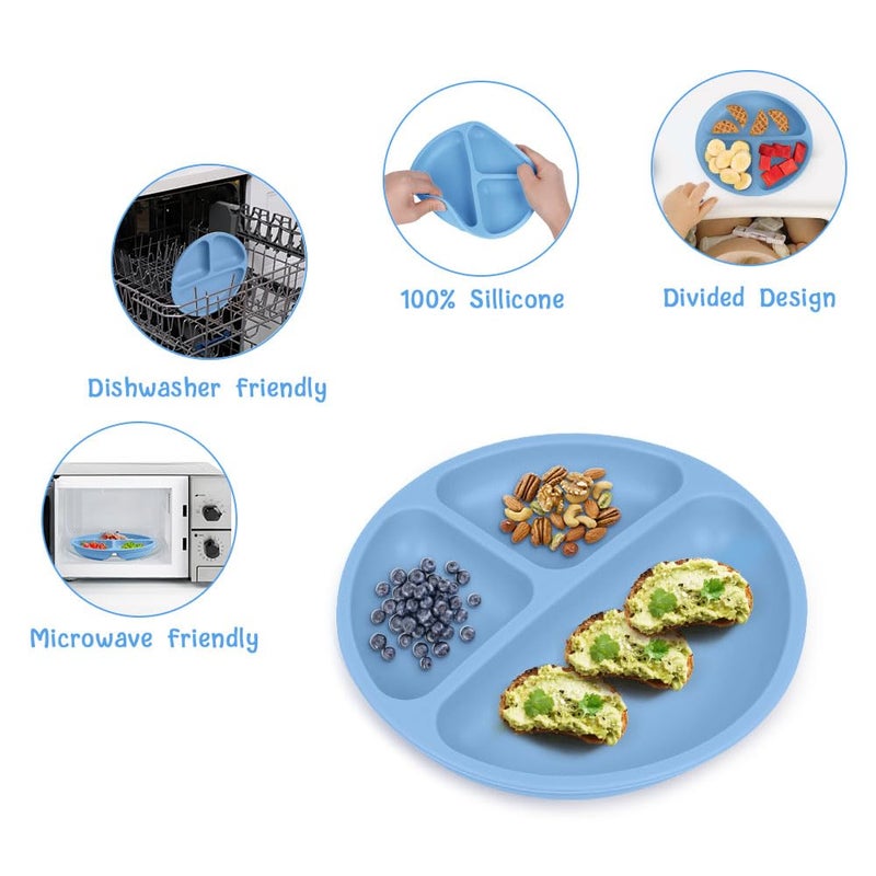 Vicloon Suction Plates, 2 Pcs Baby Toddler Plate, 100% Food Grade Silicone BPA Free Baby Plates, Divided Plate Design, Silicone Grip Dish Microwave & Dishwasher Safe - Image 4