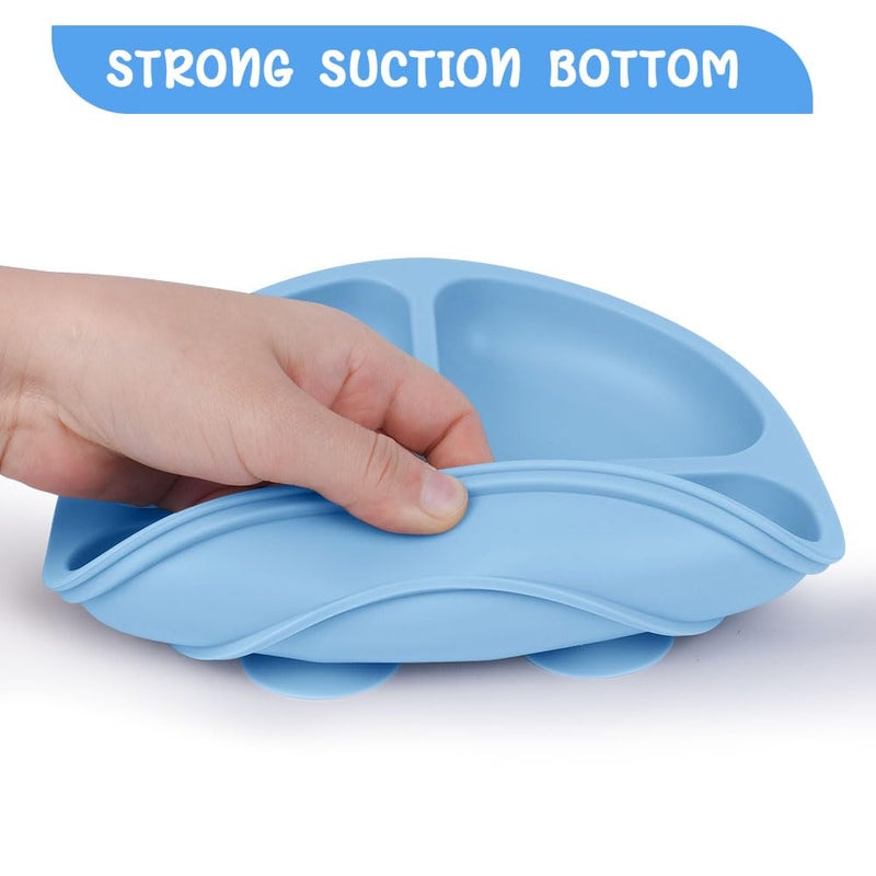 Vicloon Suction Plates, 2 Pcs Baby Toddler Plate, 100% Food Grade Silicone BPA Free Baby Plates, Divided Plate Design, Silicone Grip Dish Microwave & Dishwasher Safe - Image 3
