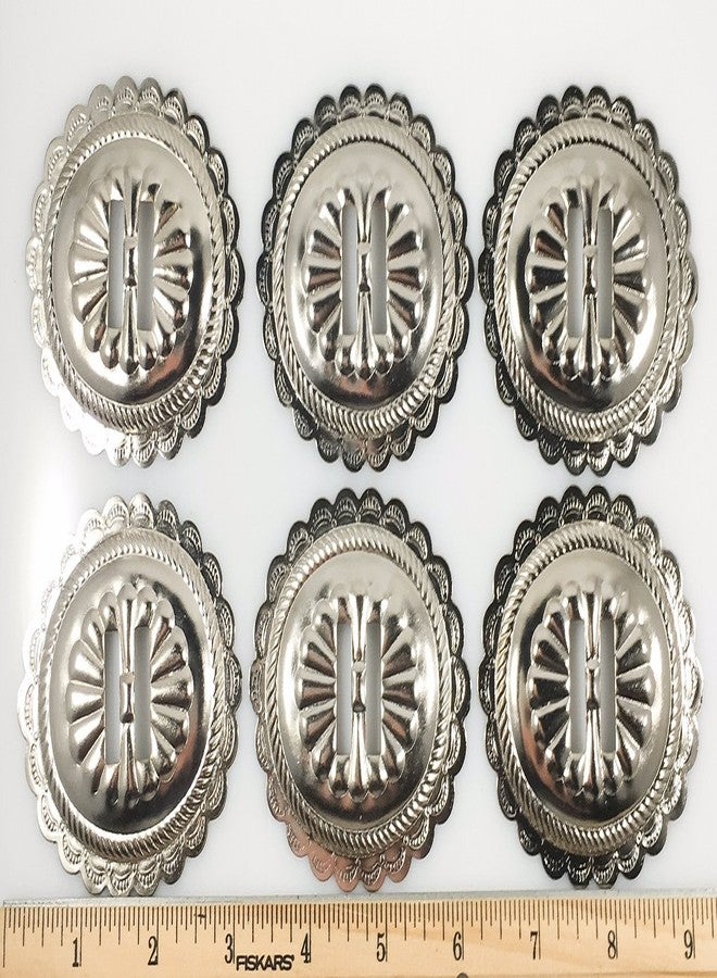 Dangerous Threads Conchos 2 3/4" Big Oval Classic Western Bright Nickel 6 pieces #50065 - Image 2