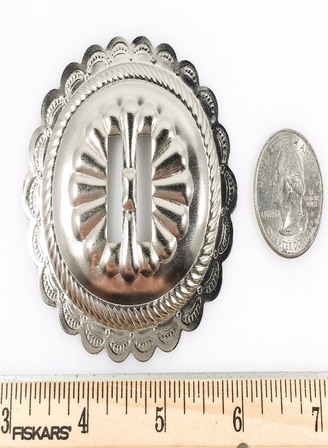 Dangerous Threads Conchos 2 3/4" Big Oval Classic Western Bright Nickel 6 pieces #50065 - Image 1