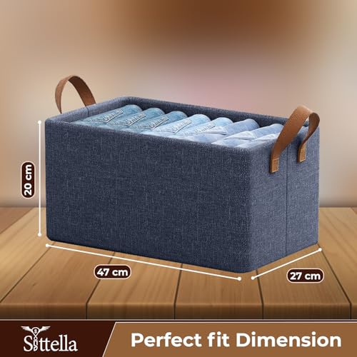 SITTELLA Foldable Storage Box Pack of 4 for Clothes with Handles, Space Saving Closet Organizer Box for Wardrobe, Drawer Storage Box for Clothes, Toys, Books & Blankets (Blue) - Image 2
