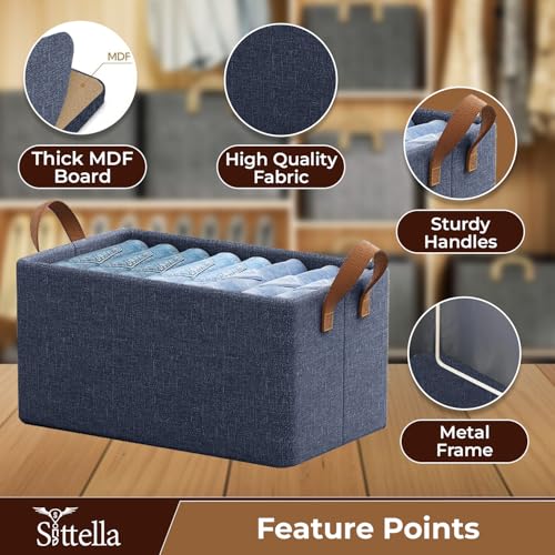 SITTELLA Foldable Storage Box Pack of 4 for Clothes with Handles, Space Saving Closet Organizer Box for Wardrobe, Drawer Storage Box for Clothes, Toys, Books & Blankets (Blue) - Image 4