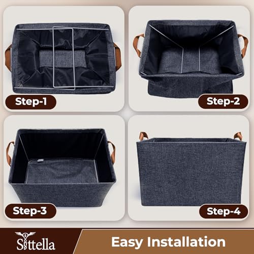 SITTELLA Foldable Storage Box Pack of 4 for Clothes with Handles, Space Saving Closet Organizer Box for Wardrobe, Drawer Storage Box for Clothes, Toys, Books & Blankets (Blue) - Image 5