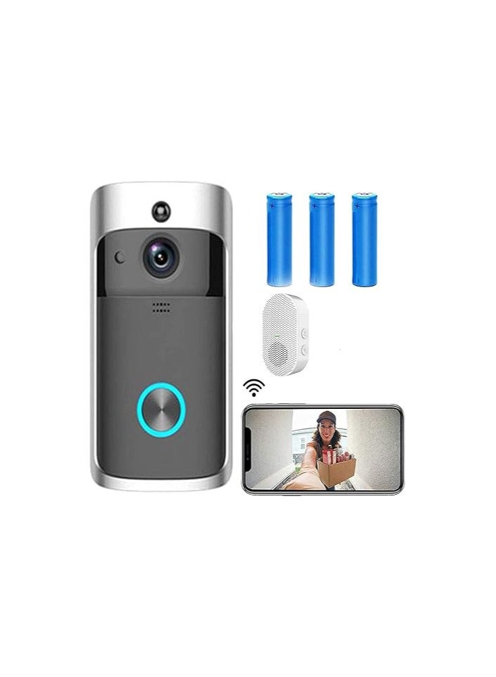 Smart Wi-Fi Video Doorbell Camera – 720P HD Wireless Doorbell with Indoor Chime, Two-Way Audio, Motion Detection & Night Vision – Ultra-Wide 166° Angle  - Image 1