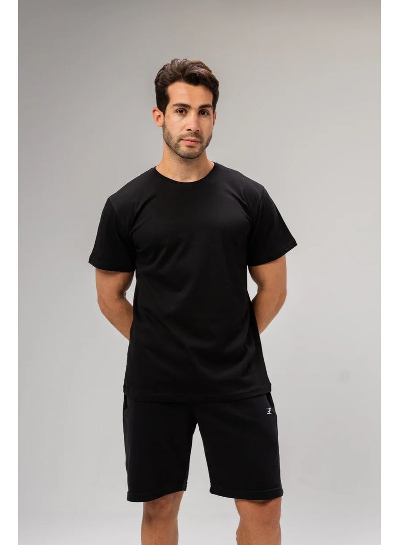 فيوتشر تيشيرت رجالي قطن أسود – قماش ناعم ومريح، كم قصير كاجوال مقاس S - Image 1