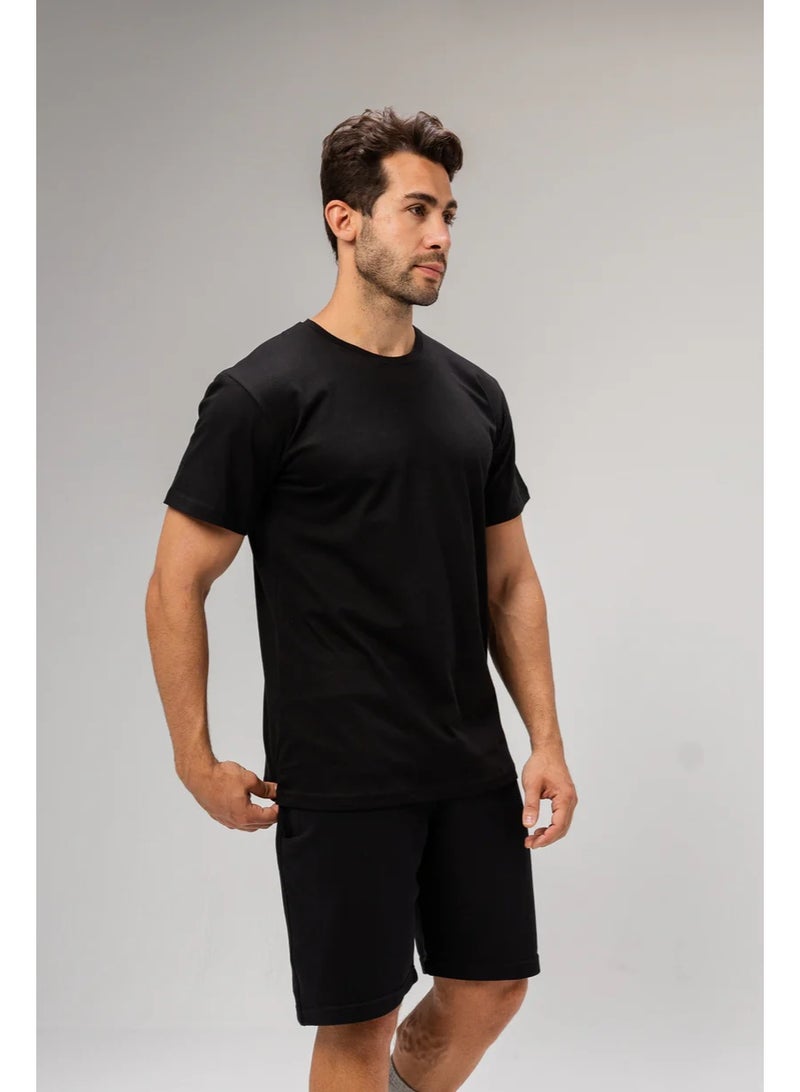 فيوتشر تيشيرت رجالي قطن أسود – قماش ناعم ومريح، كم قصير كاجوال مقاس S - Image 2