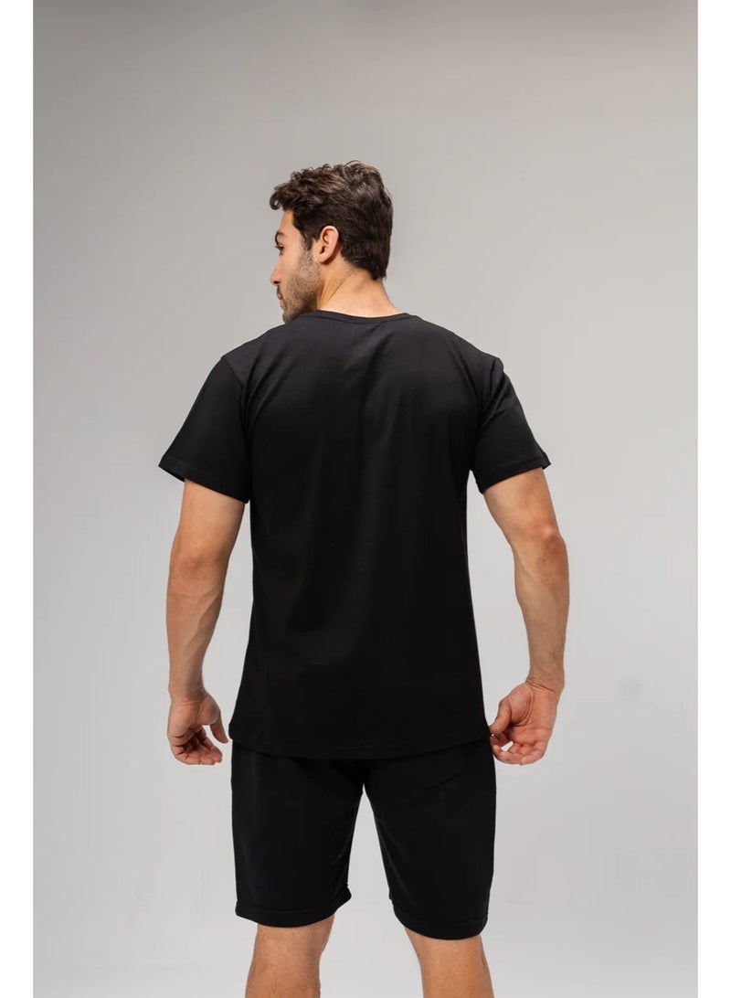 فيوتشر تيشيرت رجالي قطن أسود – قماش ناعم ومريح، كم قصير كاجوال مقاس S - Image 3
