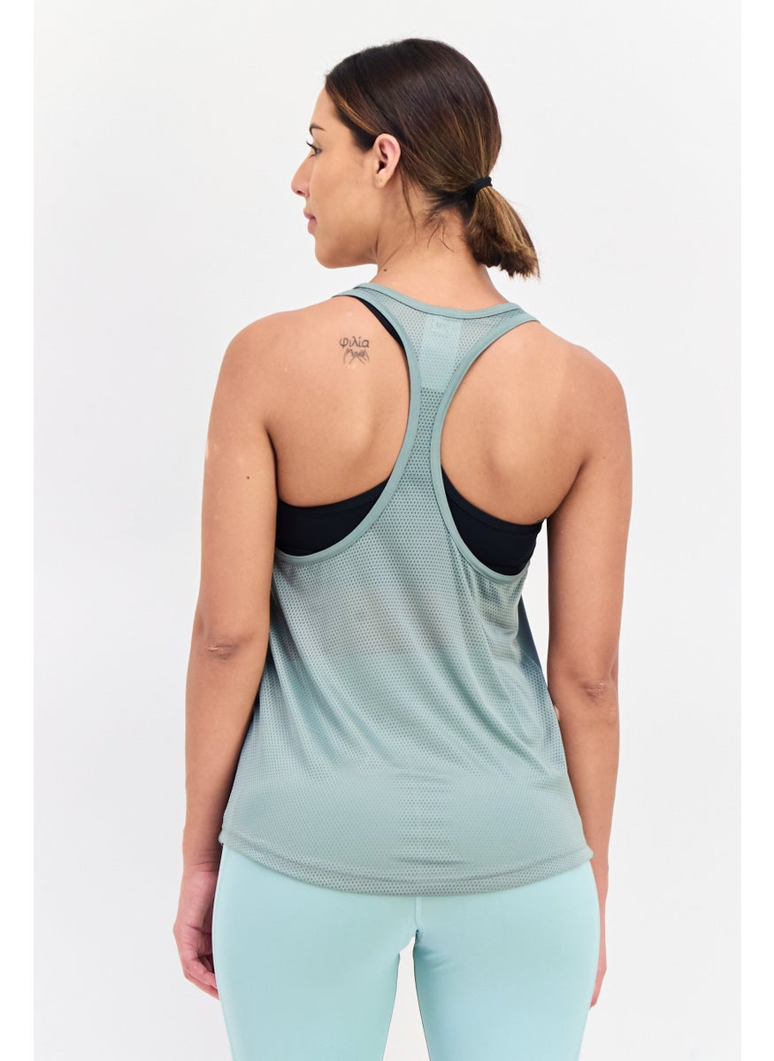 Reebok Women Sportswear Fit Sleeveless Training Tank Top, Slate Green  - Image 3