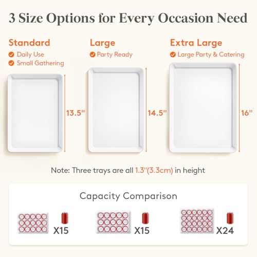 Lifewit Serving Tray for Party Supplies, Reusable Serving Platter for Catering, Snack, Fruit, Charcuterie, Appetizer, Plastic Food Trays, Hosting Essentials, BPA Free, 8 Pcs, Extra Large(16" x 12") - Image 5