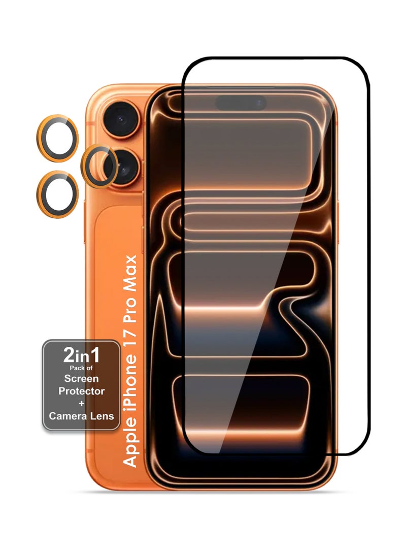 2 in 1 Combo Pack for Apple iPhone 17 Pro Max Camera Lens Shield, with Tempered Glass For Apple iPhone 17 Pro Max, High Transparency, Delicate Touch, Anti-Explosion, Smooth Arc Edges, Easy Installation - Image 1