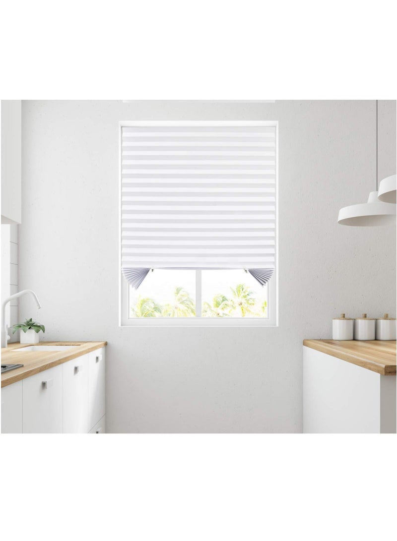 كابتن تيك Cordless Temporary Shades Pleated Window Paper Shades Light Filtering Blinds Easy to Cut and Install for Living Room Office White 35 x 70 inch - Image 2