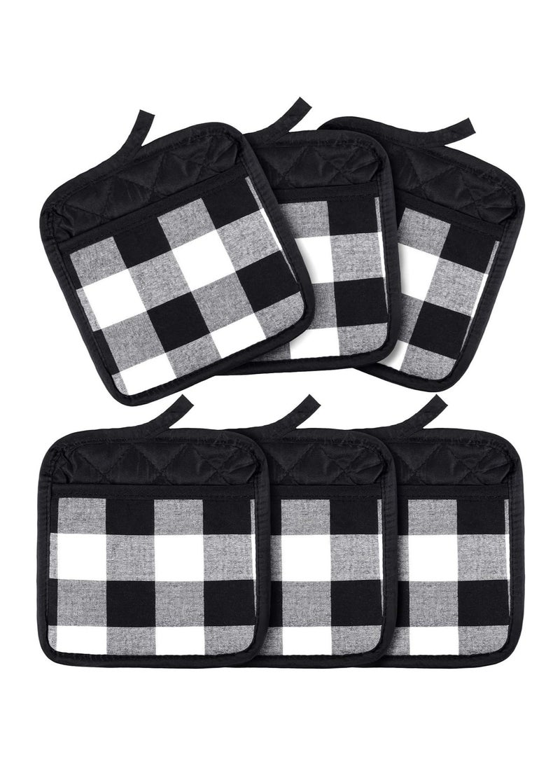 KASTWAVE Set of 6 Grey Oval Pot Holders with Pocket, for Kitchen Craft Project Heat Resistant Hot Pads Cotton Potholders Oven Pot Holder with Loop for Blank Sublimation Kitchen Gifts Baking Cooking - Image 1