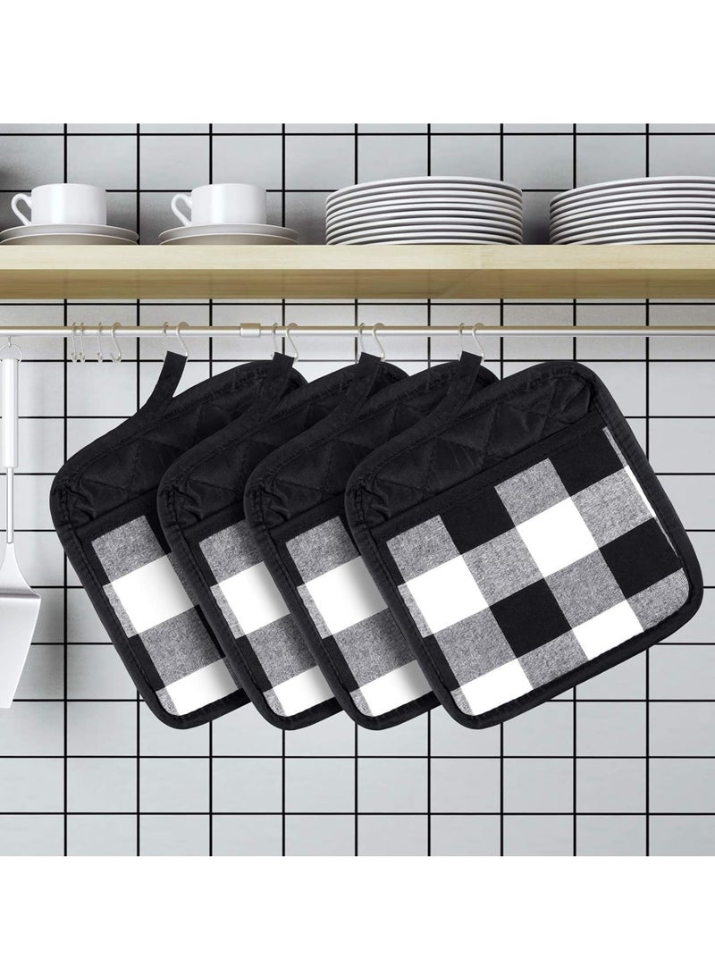 KASTWAVE Set of 6 Grey Oval Pot Holders with Pocket, for Kitchen Craft Project Heat Resistant Hot Pads Cotton Potholders Oven Pot Holder with Loop for Blank Sublimation Kitchen Gifts Baking Cooking - Image 5