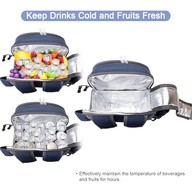 Arabest (Navy Blue) - Picnic Backpack For 4 Person Set With Insulated Waterproof Pouch For Family Outdoor Camping (Navy Blue) - Image 4