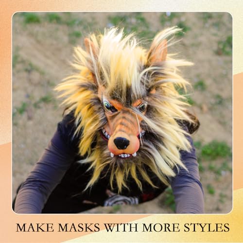 Seenelling 19 Pcs DIY Therian Mask Kit Blank Cat Mask with Felt Fabric Sheet Plush Faux Fur Eye Mesh for Therian Gear Stuff (White Color) - Image 5