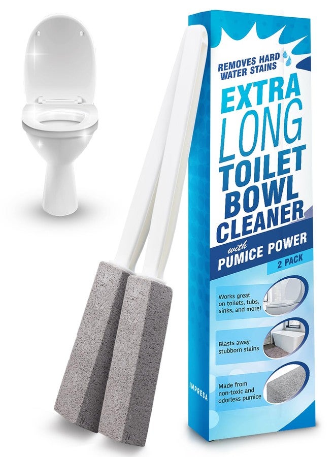 IMPRESA Pumice Stone Toilet Cleaner with Handle - 2 Count, White Hard Water Stain Remover & Toilet Bowl Cleaner - Versatile Pool Tile & Grout Cleaning Tool - Image 1