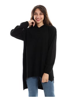 Andora Cozy Hooded Slip On Pullover - Black  - Image 1