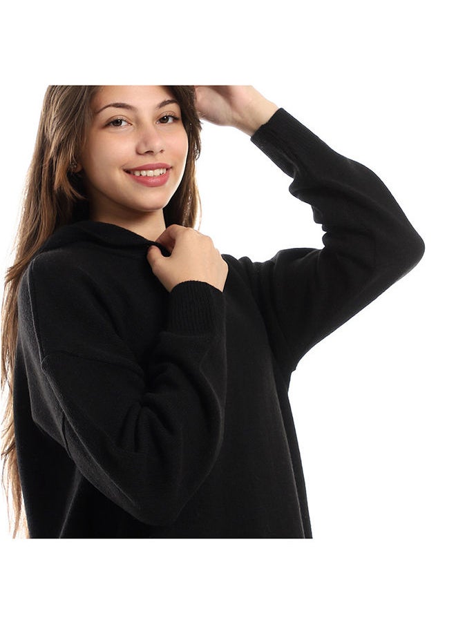 Andora Cozy Hooded Slip On Pullover - Black  - Image 4