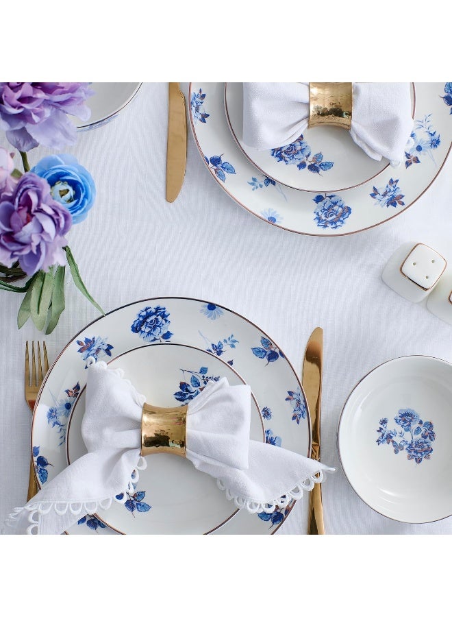 Stone Lain Viola 12Piece Dinnerware Set Porcelain Plates and Bowls Set Dish Set for 4 Microwave and dishwasher Safe Blue - Image 4