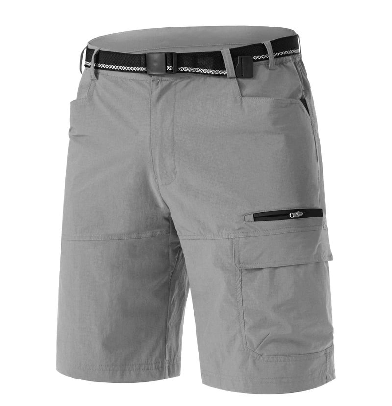 TACVASEN Mens Outdoor Hiking Shorts Summer Lightweight Quick Dry Casual Water Resistant Cargo Fishing Golf Shorts Light Grey, 34 - Image 1