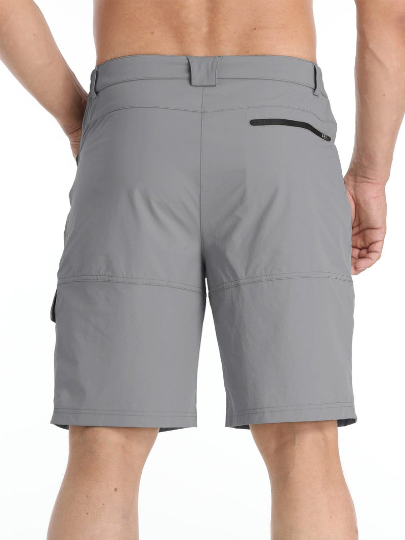 TACVASEN Mens Outdoor Hiking Shorts Summer Lightweight Quick Dry Casual Water Resistant Cargo Fishing Golf Shorts Light Grey, 34 - Image 3