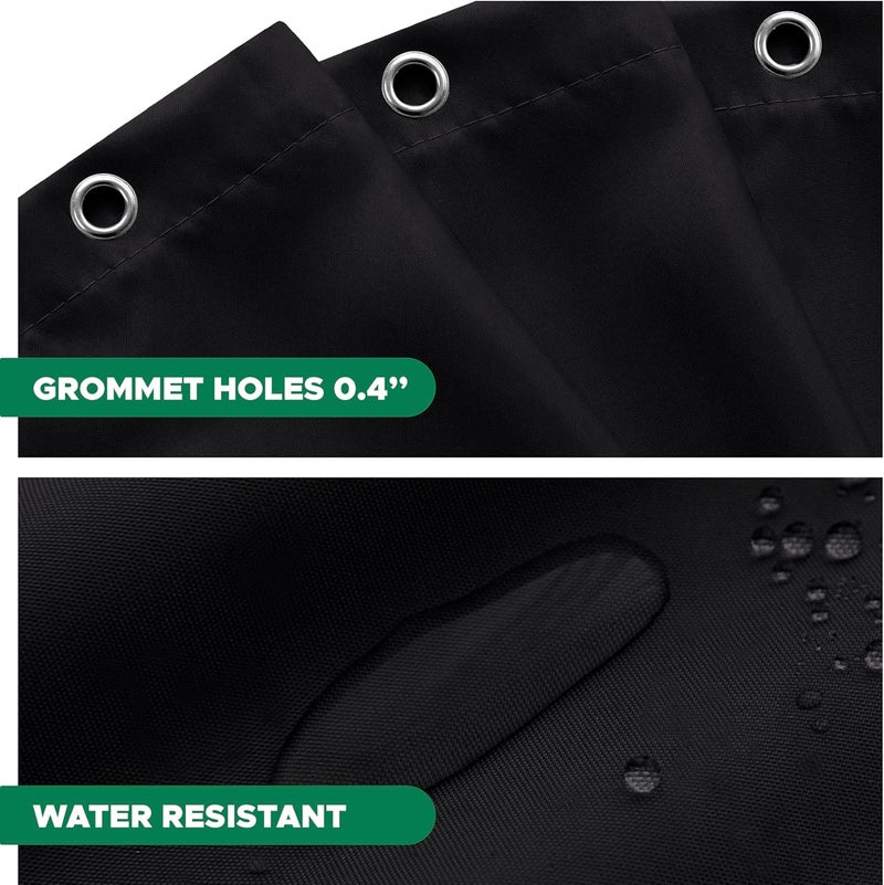 Biscaynebay Fabric Shower Narrow Stall Liners 48" Width by 72" Length, Black Water Resistant Bathroom Curtains, Rust Resistant Grommets (8 Holes) Weighted Bottom Machine Washable - Image 4