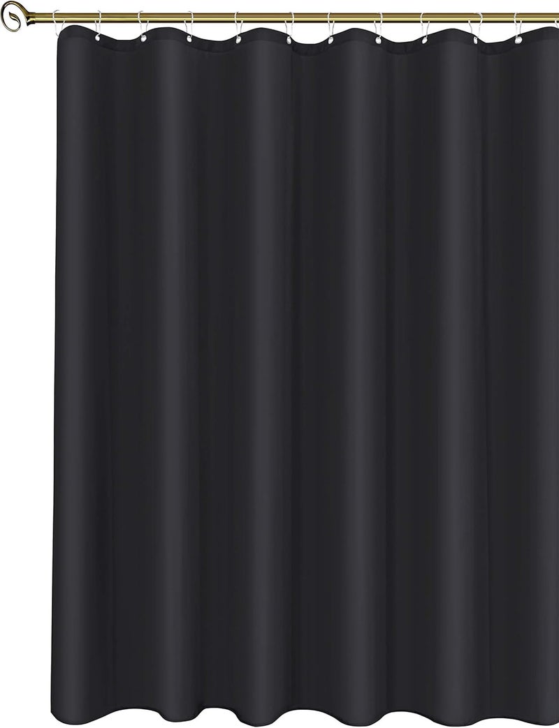 Biscaynebay Fabric Shower Narrow Stall Liners 48" Width by 72" Length, Black Water Resistant Bathroom Curtains, Rust Resistant Grommets (8 Holes) Weighted Bottom Machine Washable - Image 1