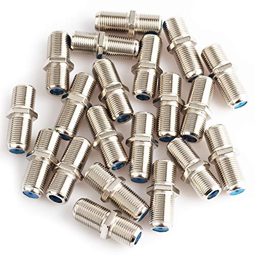 Pasow F81 Barrel Connectors High Frequency 3GHz Female to Female F-Type Adapter Couplers (20 pcs, Silver) - Image 1