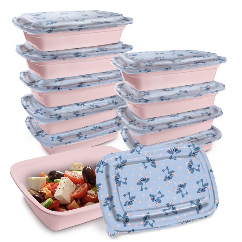 Disney Meal Prep Containers  20Piece Reusable Food Containers with Lids  Freezer Microwave  Dishwasher Safe  Featuring Mickey  Minnie Lilo  Stitch