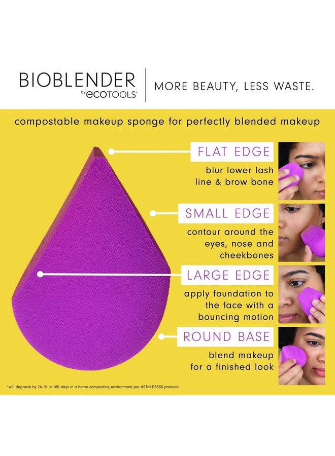 Ecotools Bioblender Makeup Sponge Compostable Makeup Blending Sponge Ecofriendly For Liquid & Cream Foundation Base Makeup Coverage Cruelty Free Latex Free & Vegan Purple 1 Count - Image 5