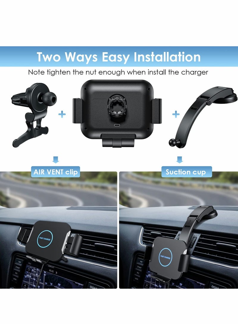 XiuWoo Dual Coils Fast Wireless Car Charger for Z Fold 4/3 Mount 15W Smart Qi Holder Air Vent Dashboard Compatible with Samsung Galaxy 4/3/2, iPhone 14/13/Samsung S22 Ultra/S21 - Image 2