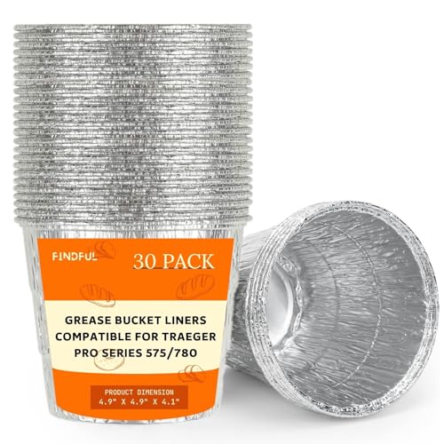 Findful 30 Pack BAC407 Grease Bucket Liner Compatible for Traeger Pro Series 575/780, 22/34 Series, Ironwood 650/885 Grills, Grill Accessories Drip Tray Liner - Image 1