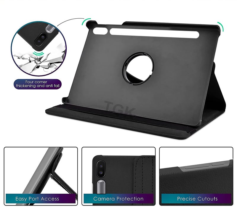 TGK Rotating Cover for Samsung Galaxy Tab S6 10.5 inch 2019 (Model SM-T860/T865/T867) (Black) 360 Degree Leather Smart Rotary Swivel Stand Flip Case - Image 2