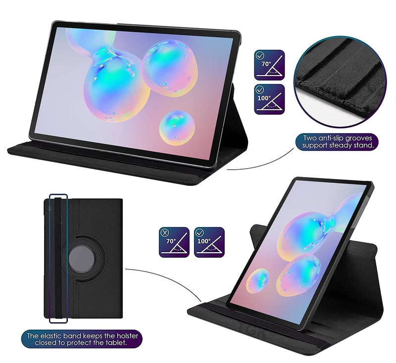 TGK Rotating Cover for Samsung Galaxy Tab S6 10.5 inch 2019 (Model SM-T860/T865/T867) (Black) 360 Degree Leather Smart Rotary Swivel Stand Flip Case - Image 3